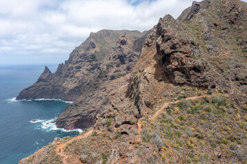Aerial Drone View of Anaga Coastline with Ocean and Cliffs, Tenerife