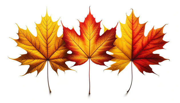 Autumn maple leaves isolated on white background. Clipping path included