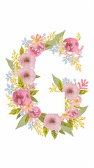 floral alphabet, floral letter, G