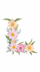 floral alphabet, floral letter, L