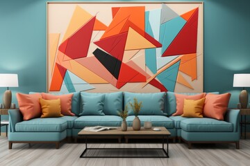 Geometric print on wallpaper in a modern interior