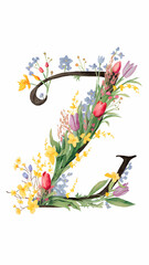 floral alphabet, floral letter Z