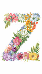 floral alphabet, floral letter Z