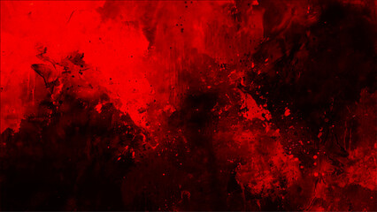 Beautiful Abstract Grunge Decorative Dark Red Stucco Wall Background. grunge background. Black, red ink brush stroke on black background. - obrazy, fototapety, plakaty