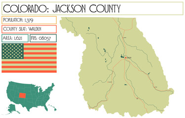 Large and detailed map of Jackson County in Colorado USA.