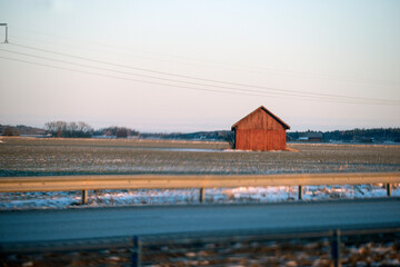 red barn in winter, sverige,sweden,norrland,europa,Mats