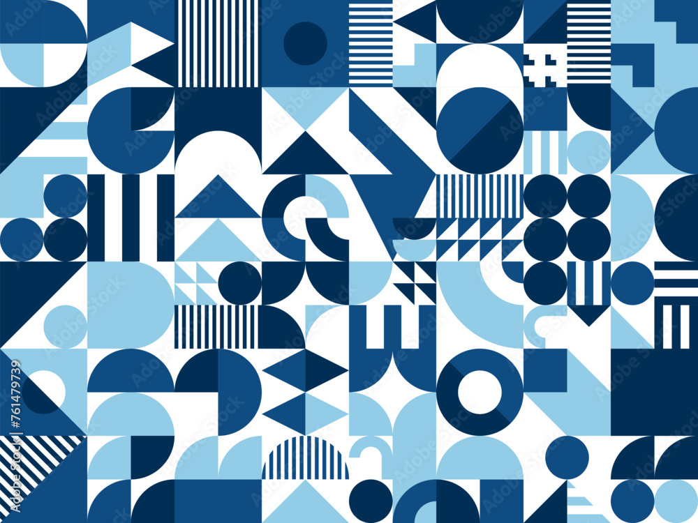Poster abstract modern blue marine geometric pattern. vector mosaic tile background, features bold shapes a