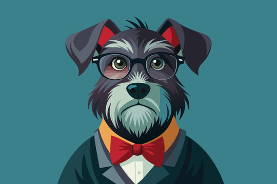 wire haired tekel dog with round spectacles bowt