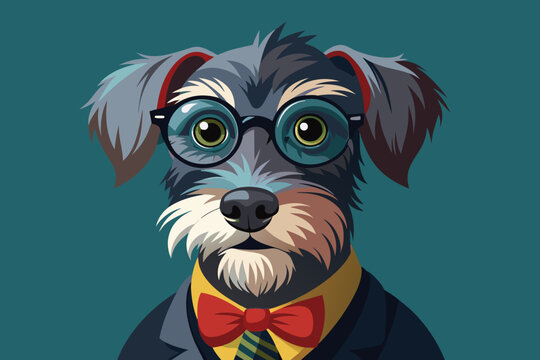 wire haired tekel dog with round spectacles bowt