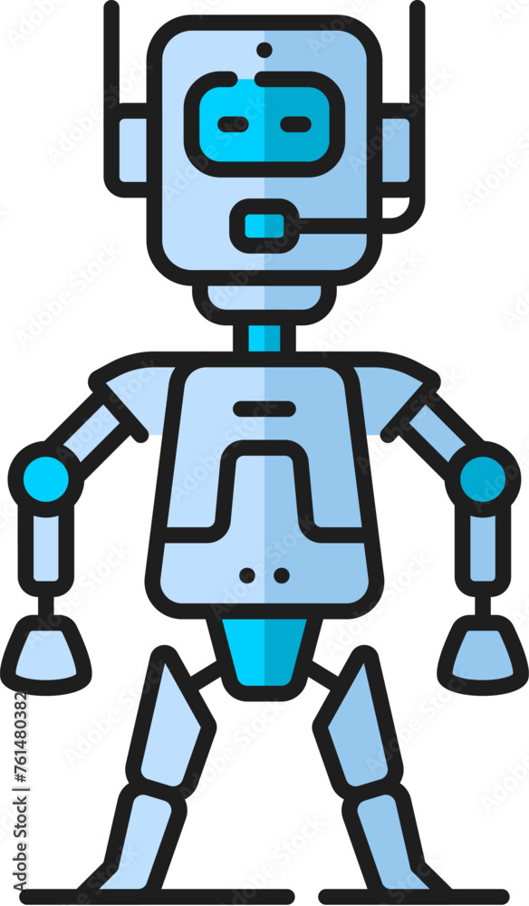 Aufkleber game retro robot, humanoid virtual bot, alien futuristic droid linear color icon. alien cyborg, huma