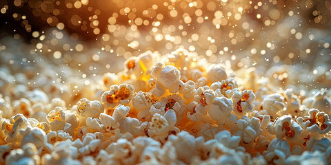 Popcorn in a close - up shot, macro shot 