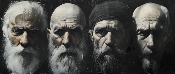 Captivating artwork representing the life cycle through four stages with an abstract and surreal approach