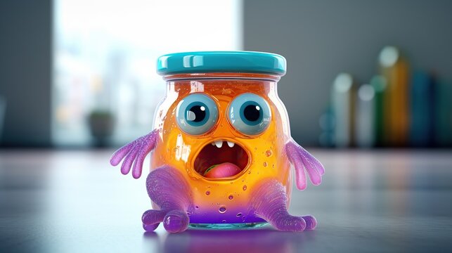 Photo cute baby monster made liquid jelly Generative AI