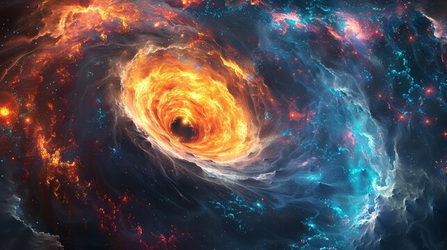 a vast spiral galaxy stretching across the cosmic expanse, showcasing the brilliant colors and light of star formations, nebulae, and interstellar matter.