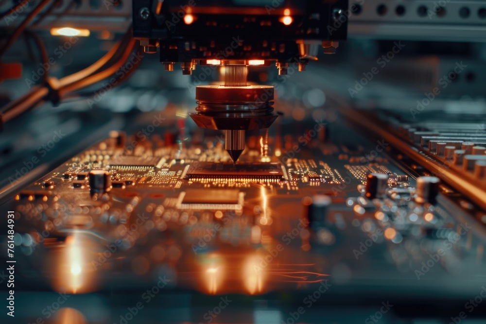 Poster detailed close up of a computer motherboard. perfect for technology concepts