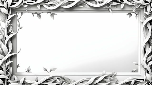 Illustration of a frame with leaves and space for text on a white background