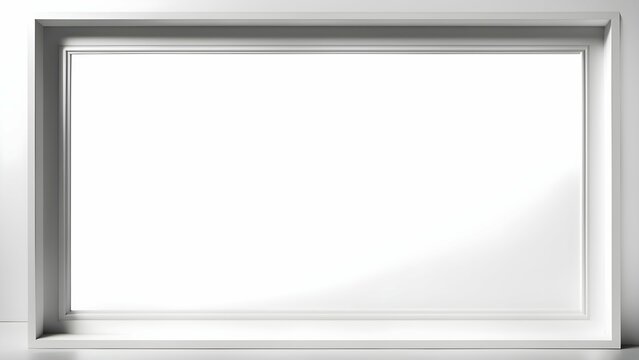 Illustration of a white frame on a white wall with empty space