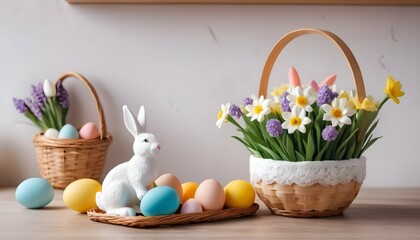 Handmade Easter Decor Stands On The Table Against