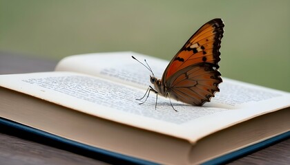 A Butterfly Perched On The Edge Of A Book