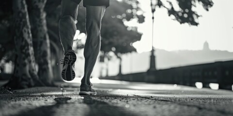 A black and white photo of a person running, perfect for sports or fitness concepts