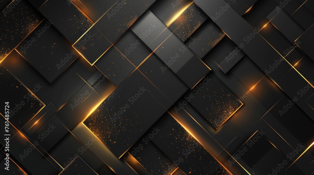 Poster elegant black and gold abstract squares background. perfect for modern design projects