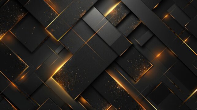 Elegant black and gold abstract squares background. Perfect for modern design projects