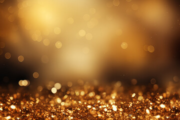 A dazzling background adorned with a luxurious gold yellow glitter bokeh texture against a rich...
