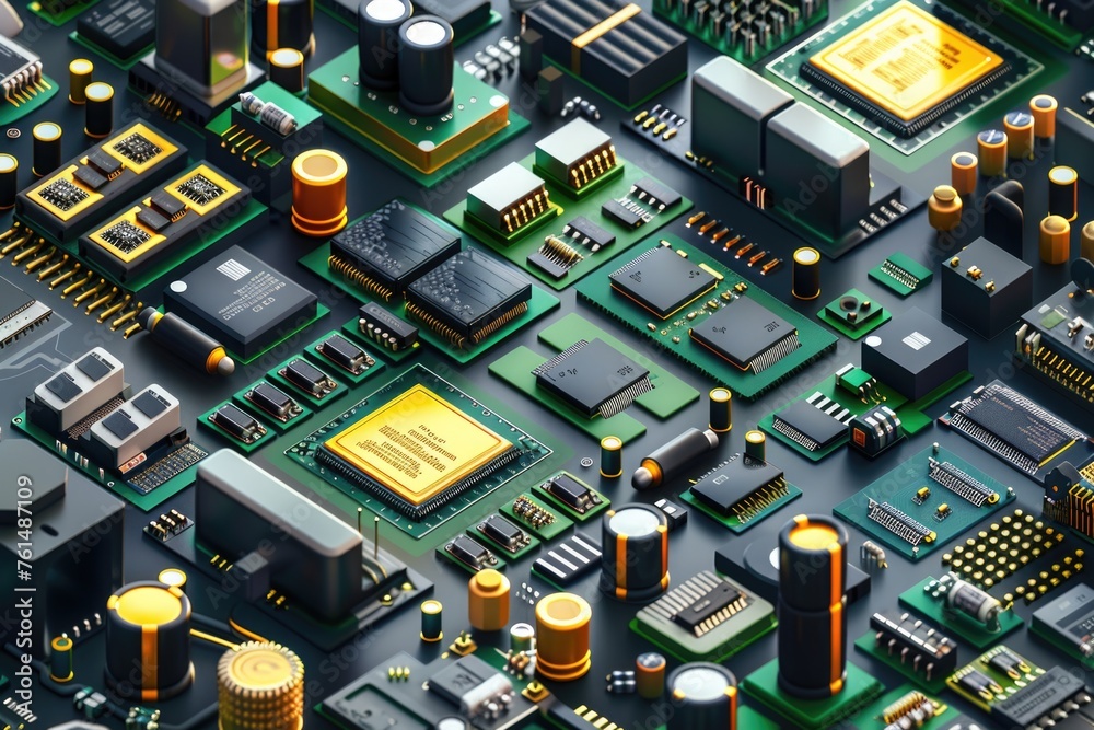 Poster detailed close up of a computer motherboard. perfect for technology concepts