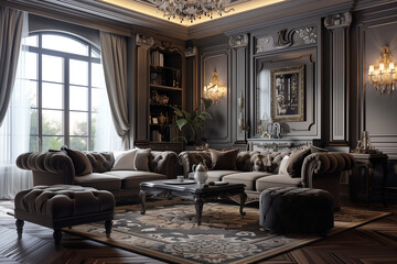 Modern Classic Home Interior Design in French Living Room