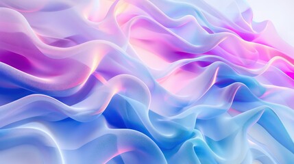 Obraz premium 3D matrix rendering with flowing lines and shapes in ombre gradients of cobalt blue, neon blue, neon lime, hot neon pink, and sparkly baby blue