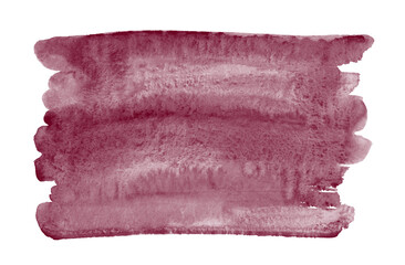 Wine red, bordeaux watercolor rectangle background, frame template. Horizontal rough brush stroke, streak, smear, smudge watercolour shape with stains. Painted hand drawn aquarelle uneven edge texture