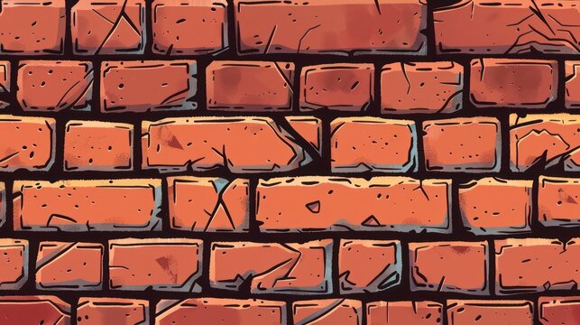 brick wall background in cartoon style