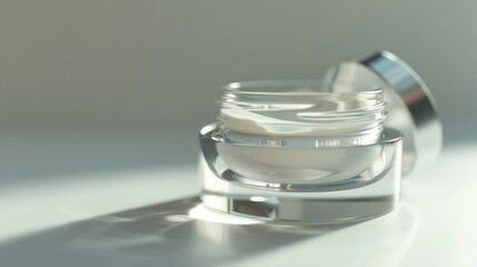 Jar of cream on a table, ideal for beauty products promotion
