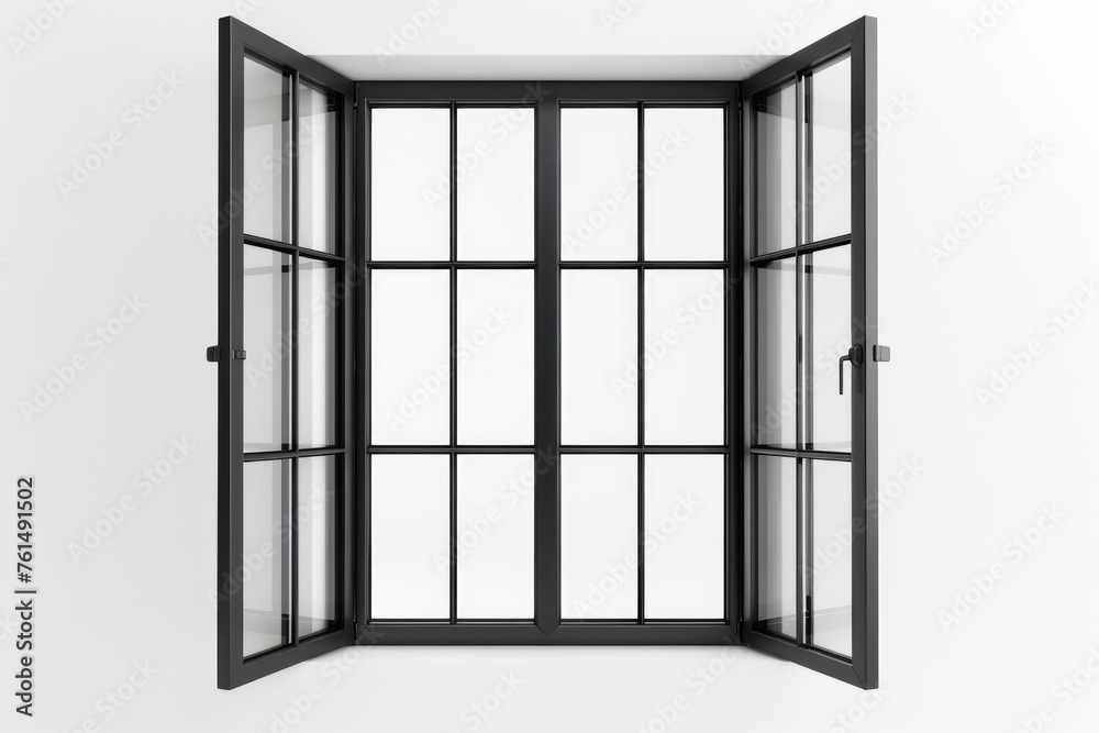 Poster A simple image of an open window on a white wall. Suitable for various design projects