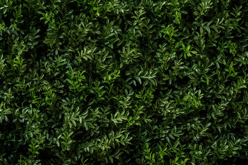 A lush herb wall of dark green living tapestry as a natural background with an array of rosemary cascading down in verdant waves of foliage - obrazy, fototapety, plakaty