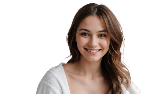 Beautiful young woman with a towel posing on a transparent background. isolated, transparent background, no background. PNG.