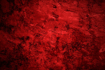 Red wall texture background. scary red wall for background, Old shabby blood paint and plaster cracks. - obrazy, fototapety, plakaty