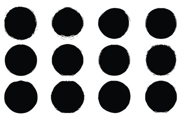 Brush circles round shape Stock black color design. hand drawn paint brush circle logo frame  vector for stock