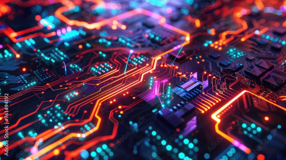 Poster detailed view of electronic circuit board. ideal for technology concepts
