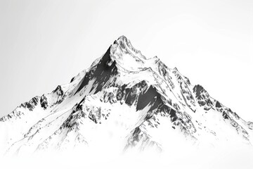 A black and white photo of a snow covered mountain. Perfect for nature or winter themed projects - Powered by Adobe