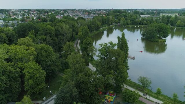 Beautiful Molo Park Pond Zgierz Aerial View Poland