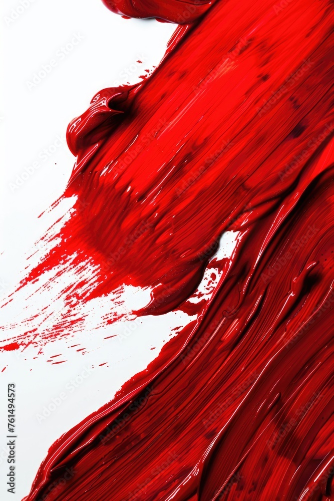 Poster close-up view of red paint on white surface, suitable for backgrounds or art projects