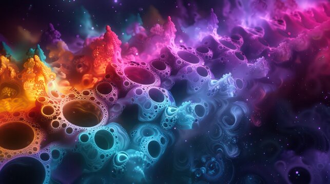 Fototapeta Abstract colorful background featuring quantum fractals
