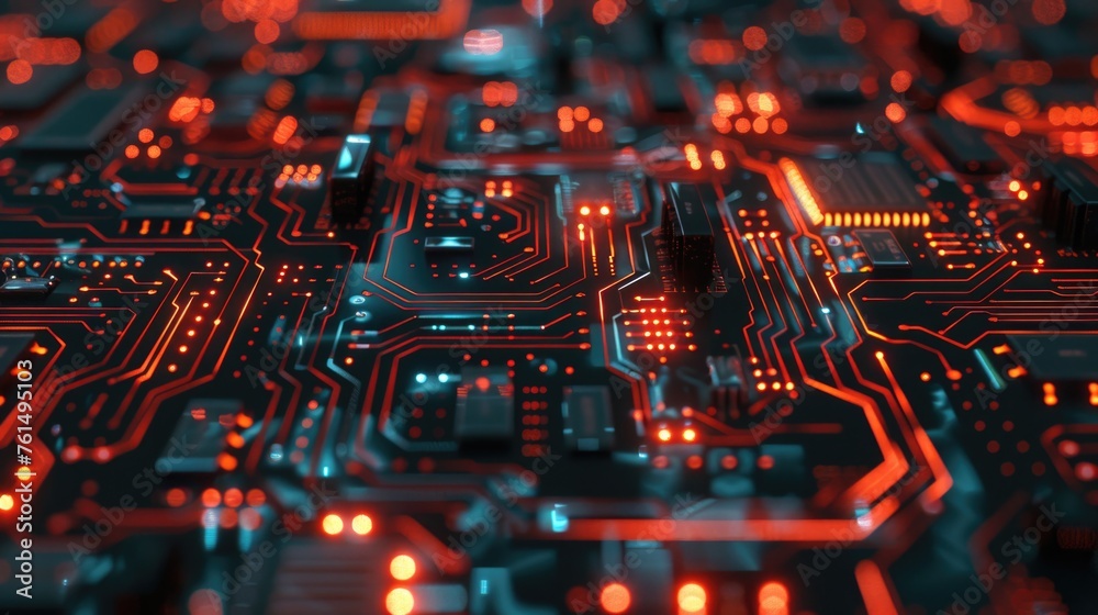 Poster detailed view of an electronic circuit board, perfect for technology concepts