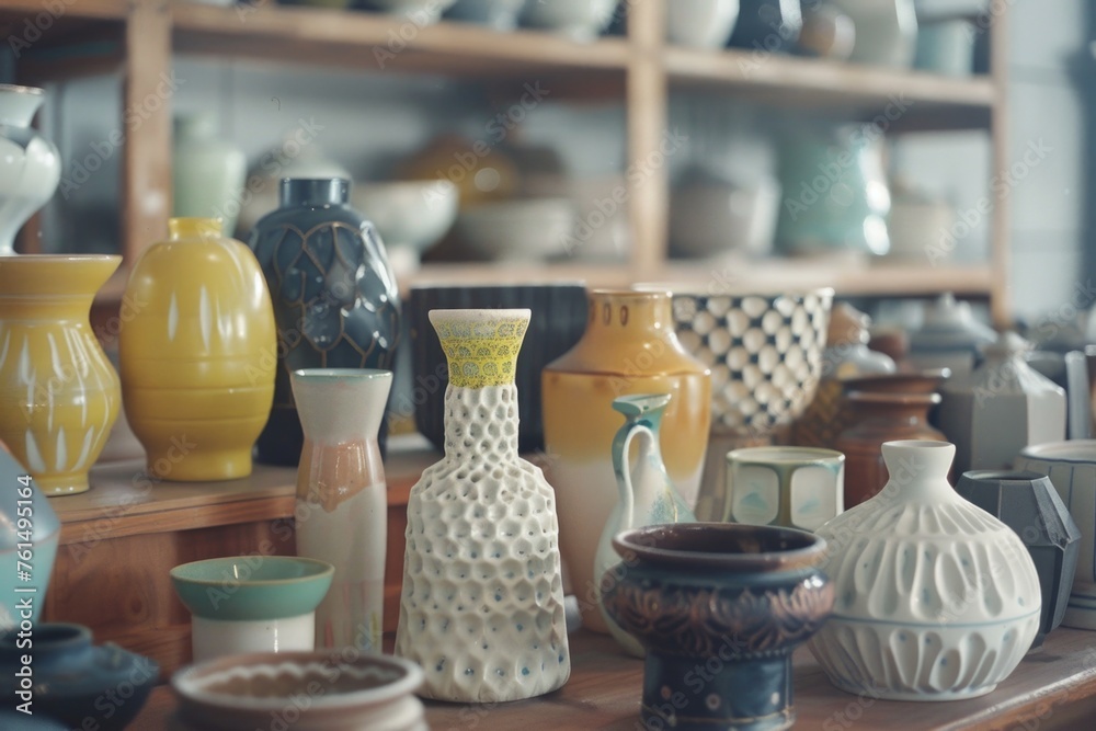 Poster display of assorted vases, ideal for home decor projects