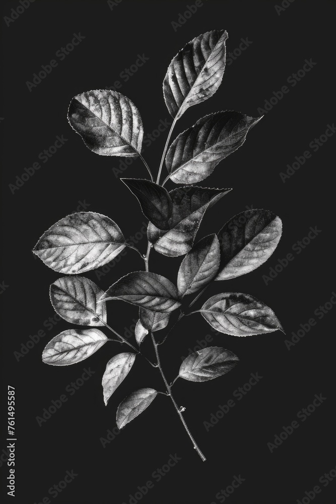 Poster black and white image of a plant, suitable for various design projects