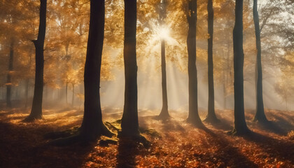 Luce dorata- Atmosfera magica nel bosco al mattino