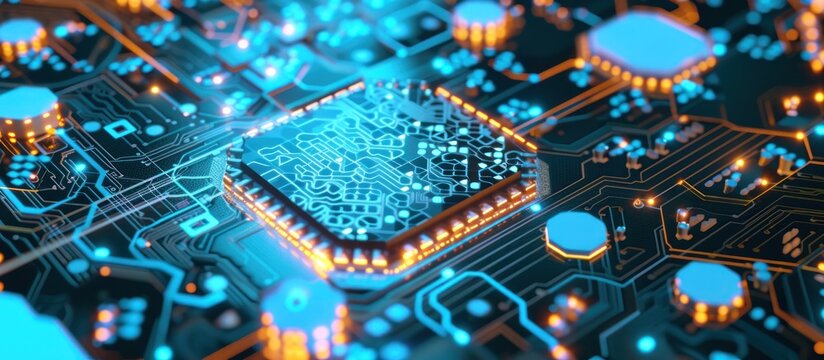 Electronic computer circuit board technology concept
