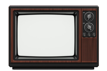 Turned On Retro TV Set From 70s or 80s with Channel Knobs. 3D Illustration