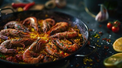 Authentic Spanish Paella with Ibiza Red Shrimp